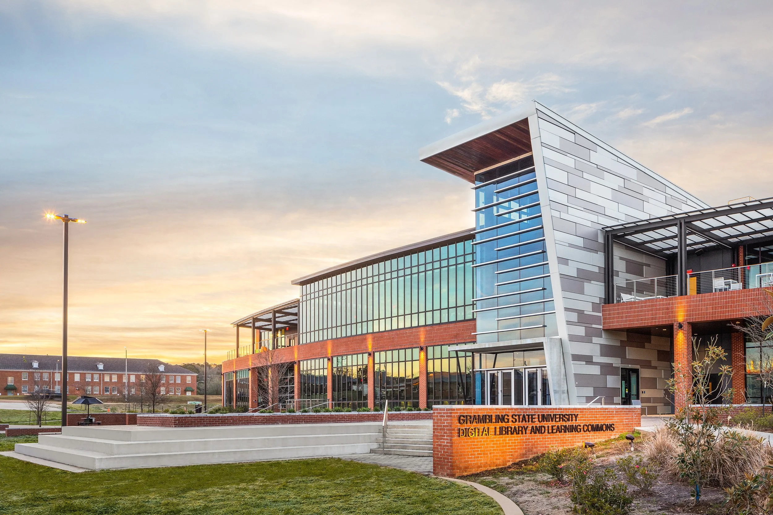 Grambling U Library_Exterior_Front Sunrise 3_by 161 Photography.jpg