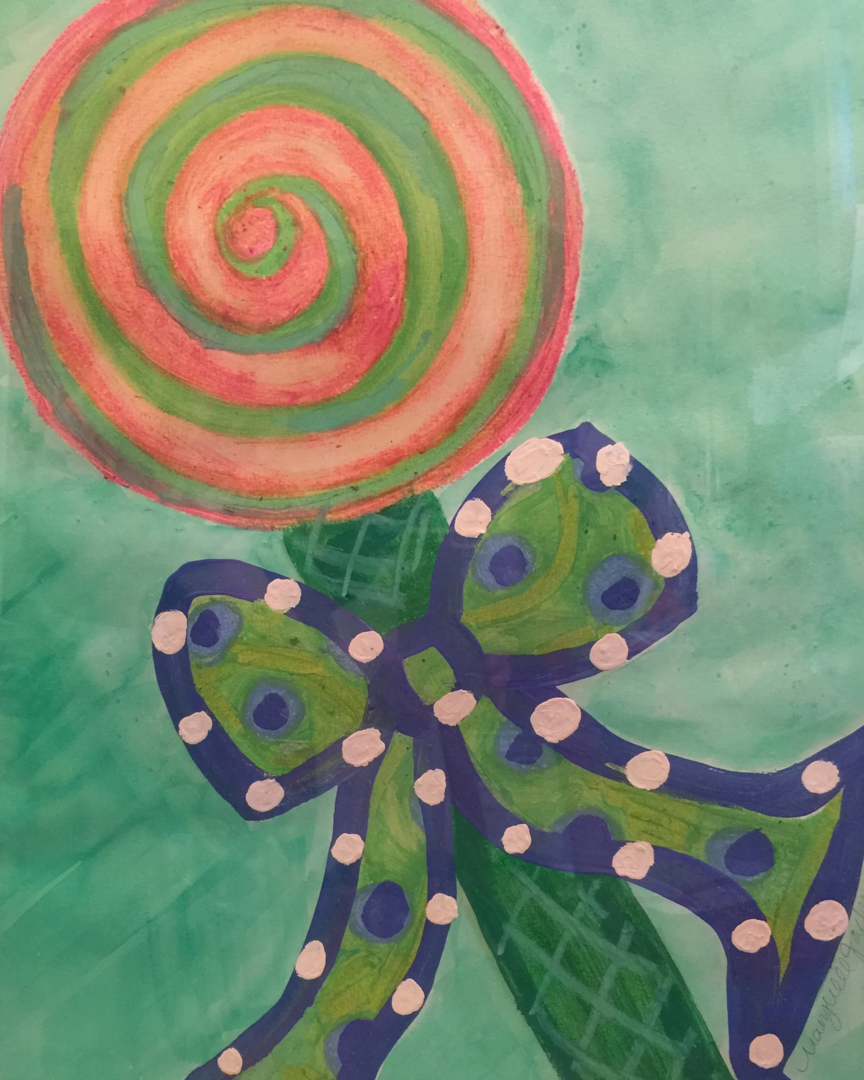  Mixed Media on watercolor paper. Lollipop. 