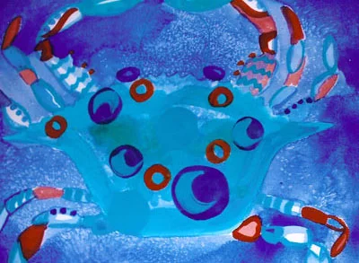  Mixed media on paper. 22.5" by 30" Crab. 