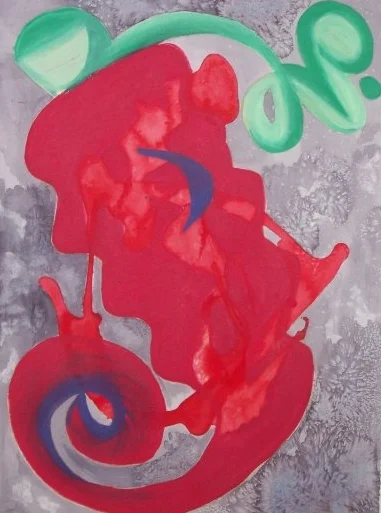  Mixed media on watercolor paper. 