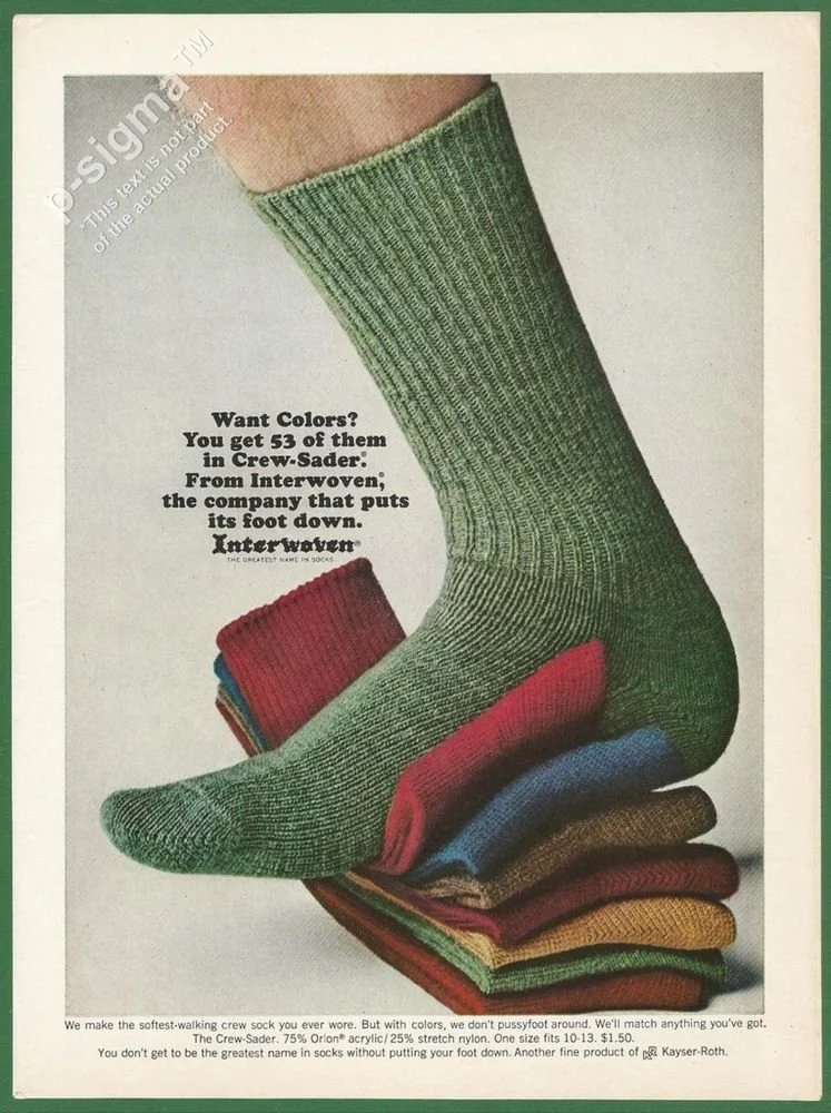 INTERWOVEN SOCKS 1968 Vintage Print Ad.jpeg