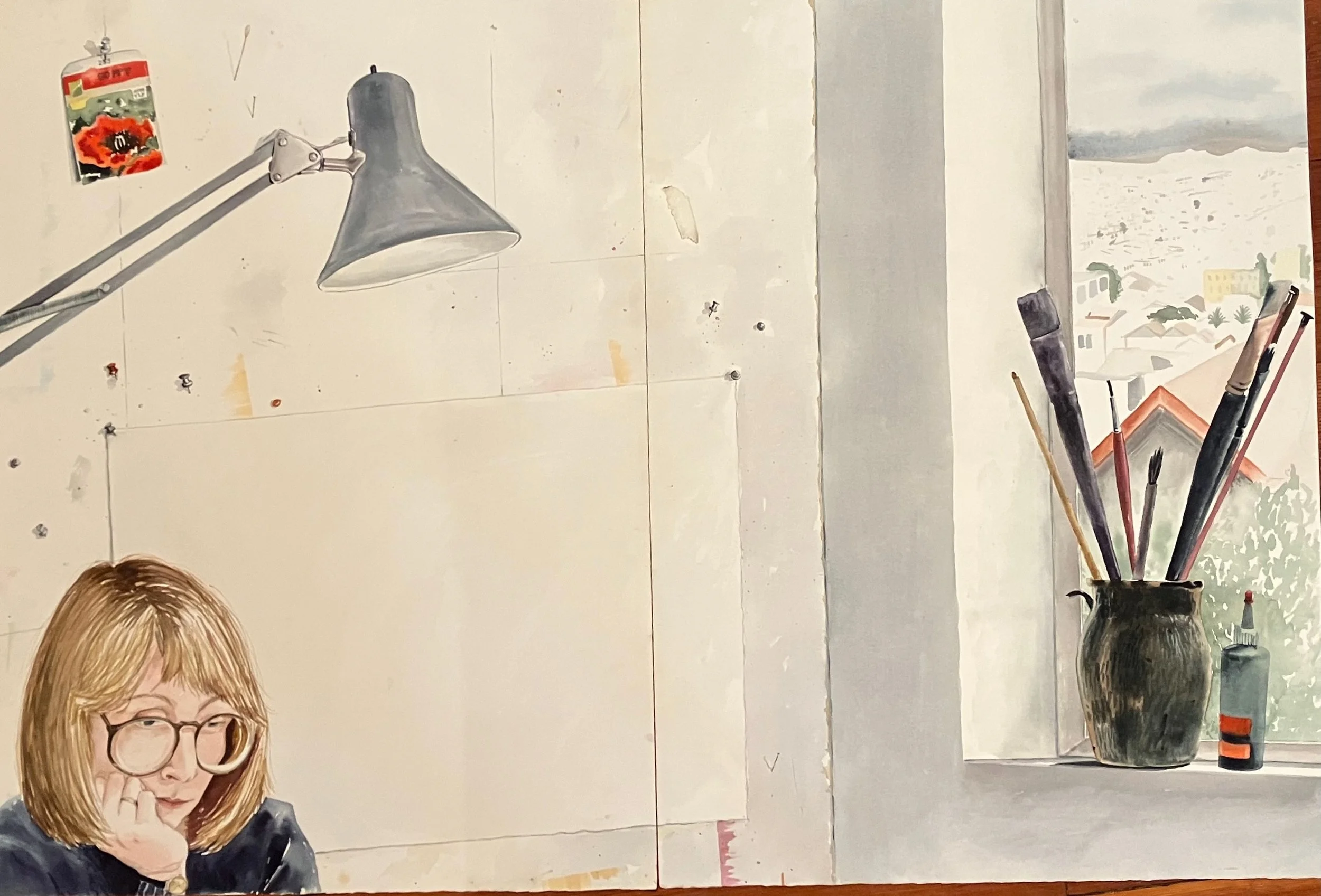 RE-HOMED 4. watercolor diptych, 30x44, c. 1985