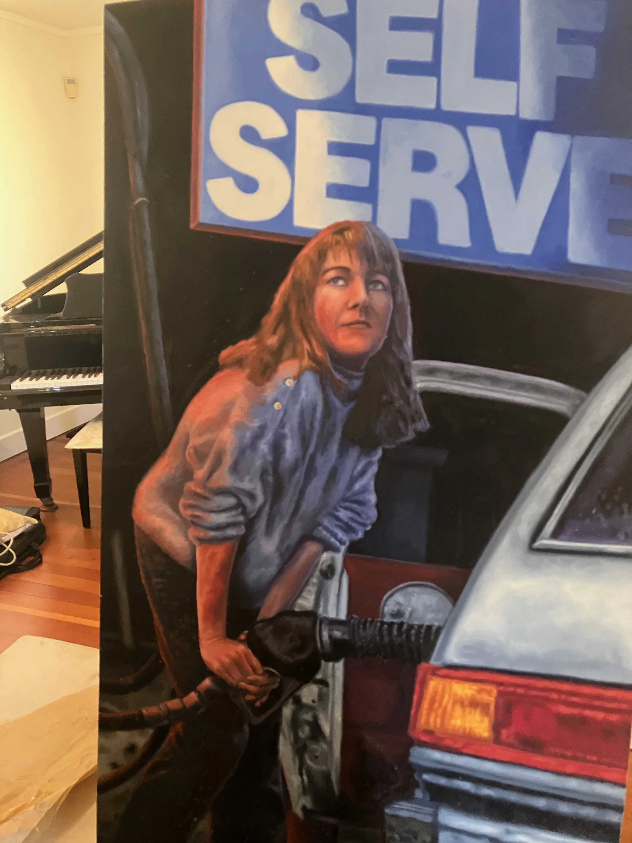 RE-HOMED, oil on canvas 72 x 36
