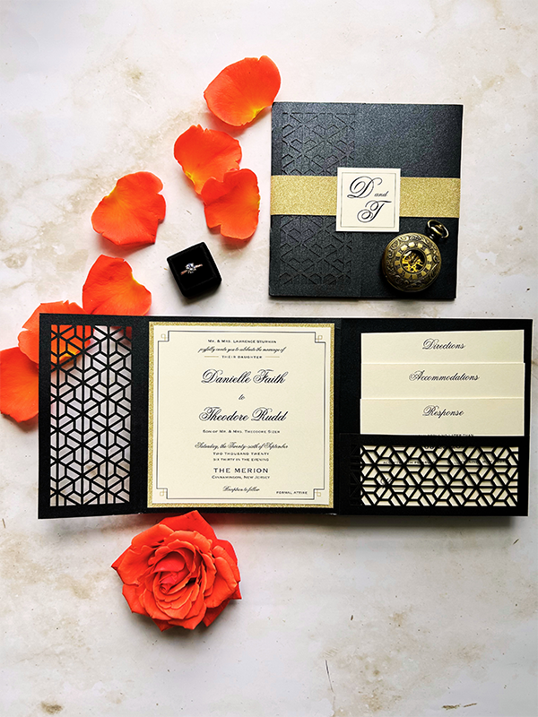 Royal Style Rose Gold Wedding Invitations