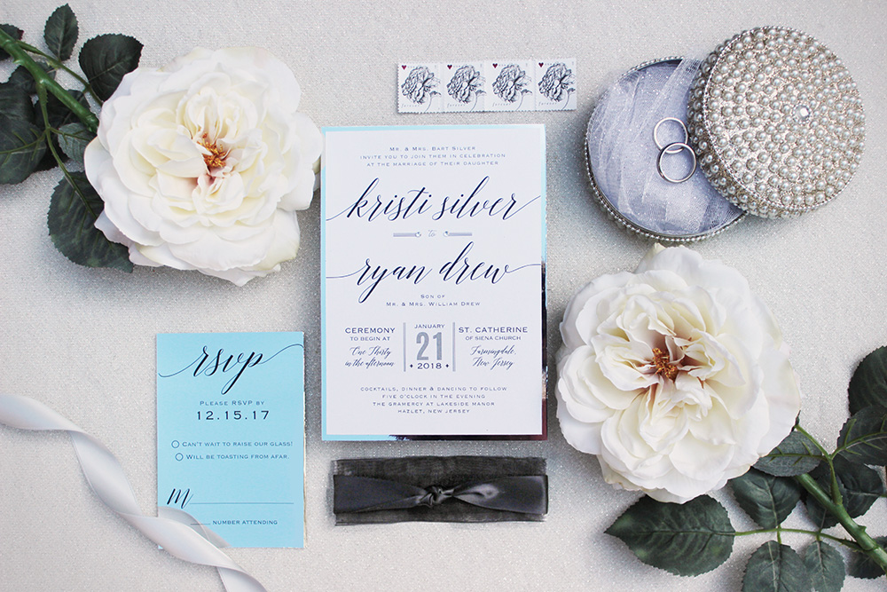 SIlver mirror elegant winter wedding invitations | Art Paper Scissors