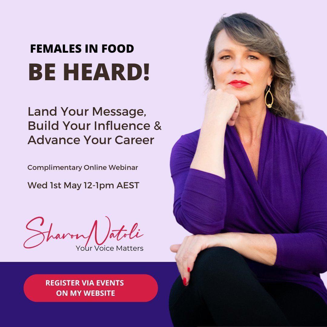 Coming up in May I'm running a complimentary webinar for women in the food sector to have their voice heard. 

If this is you, or you know anyone who may be interested in attending, please share.

Registration and details are on the events page of my