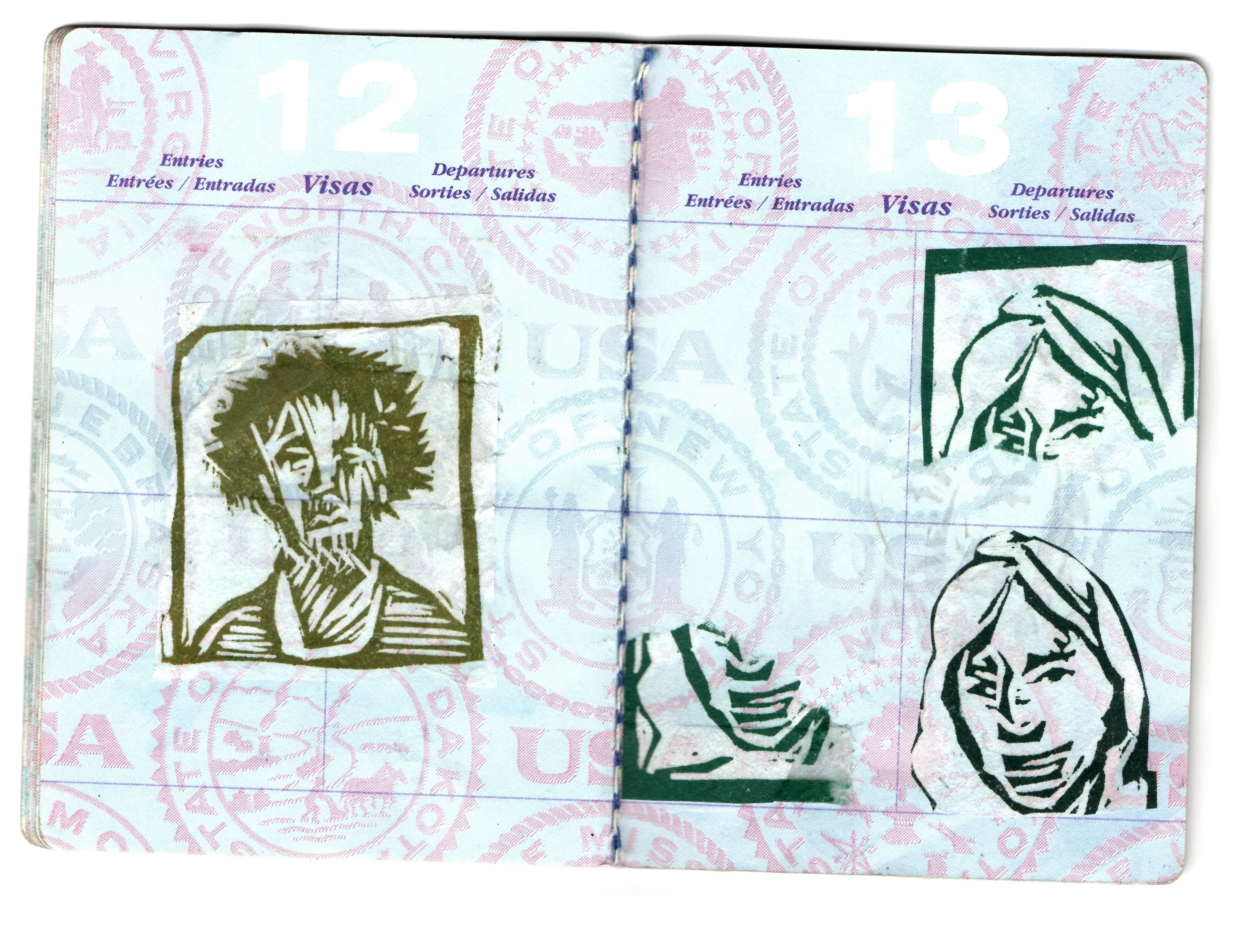   PASSPORT PROJECT  Linocut, woodcut print, performance. Varied in size. 2017, ongoing  When considering family histories, the project examines the power of documents of acceptance and denial.    All these passport prints contain friends’ stories of 