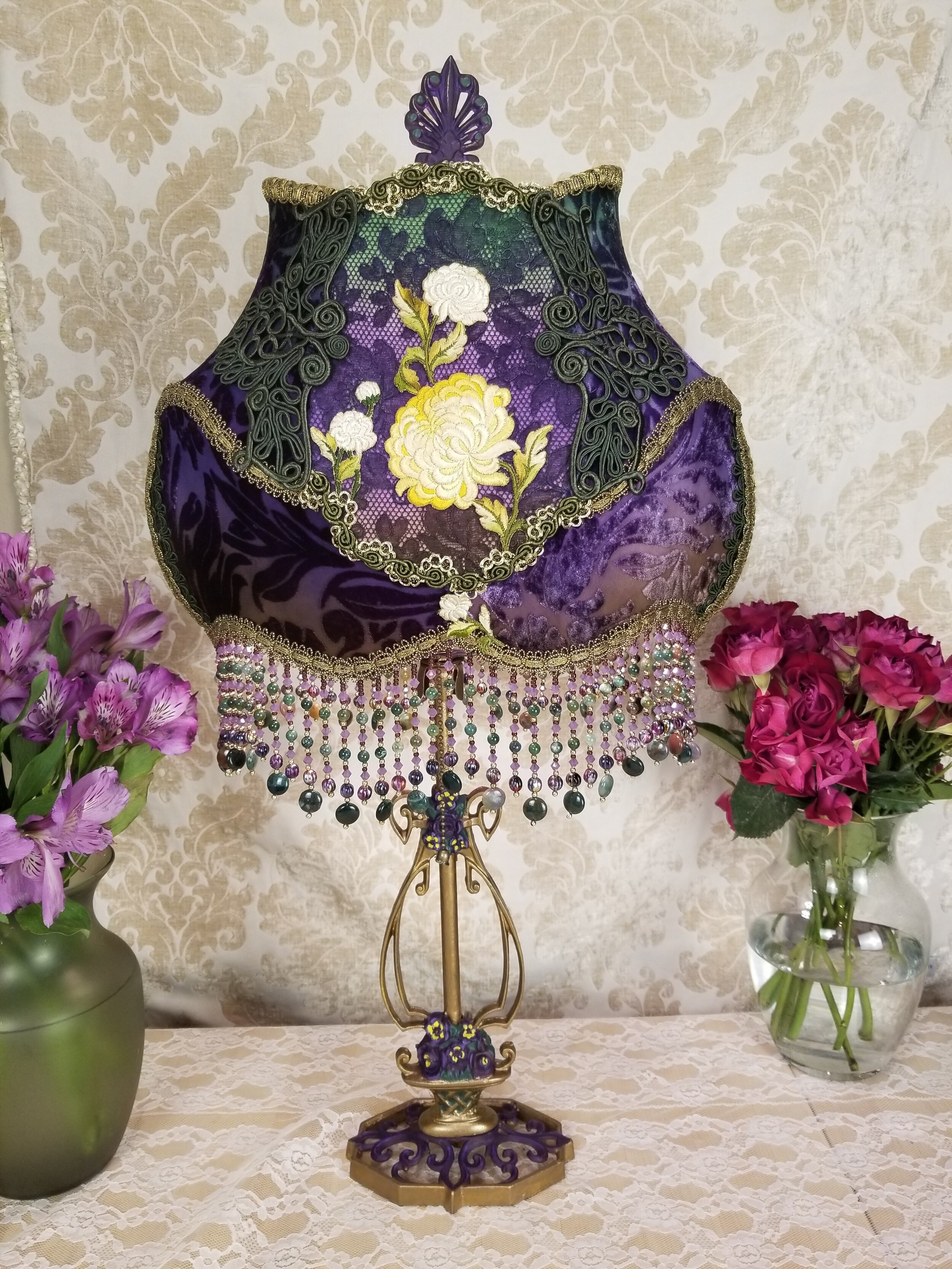 Beaded Antique Lamp and Victorian Lampshade