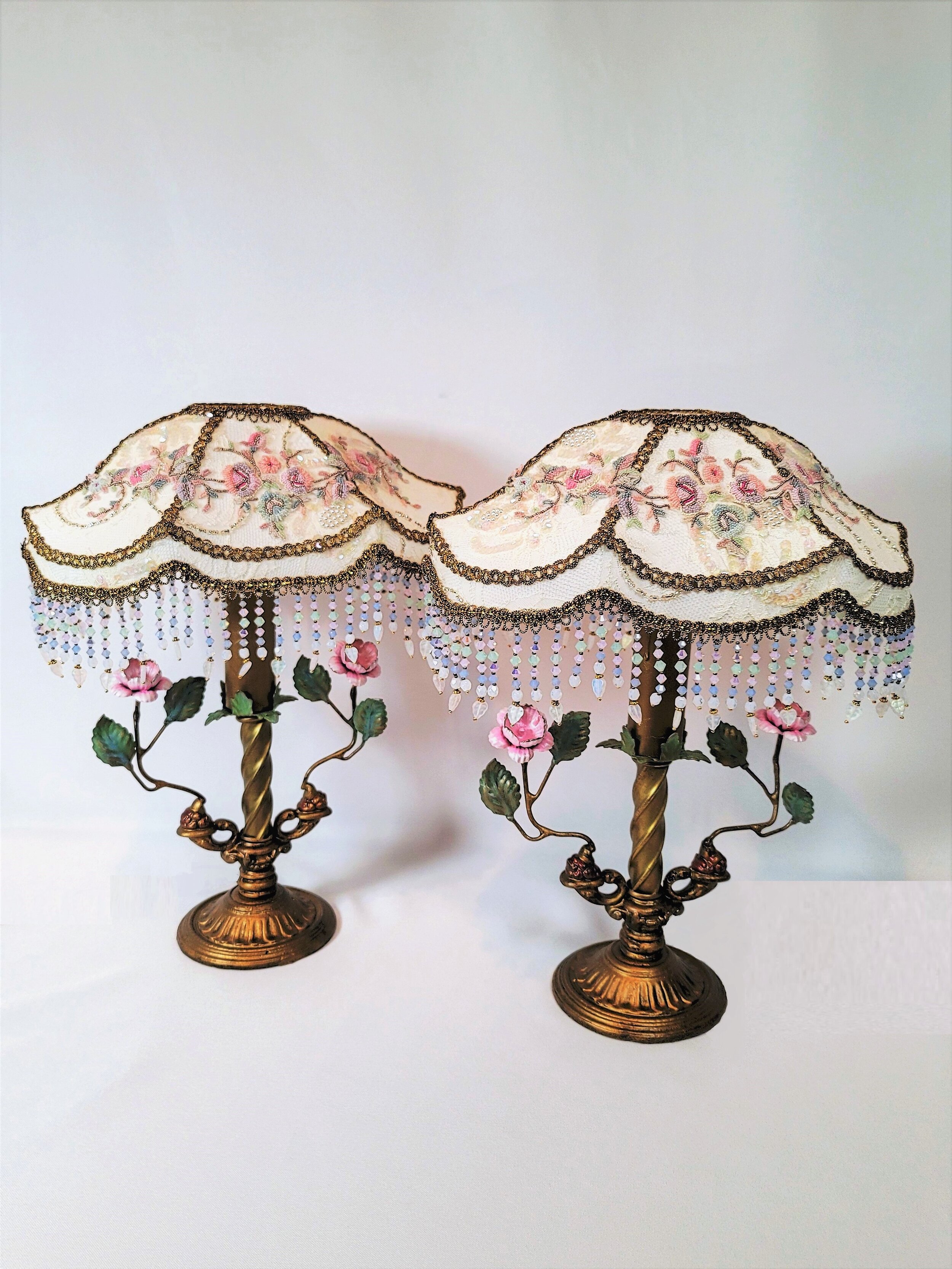 Neutral Victorian Lampshade and Antique Lamps 