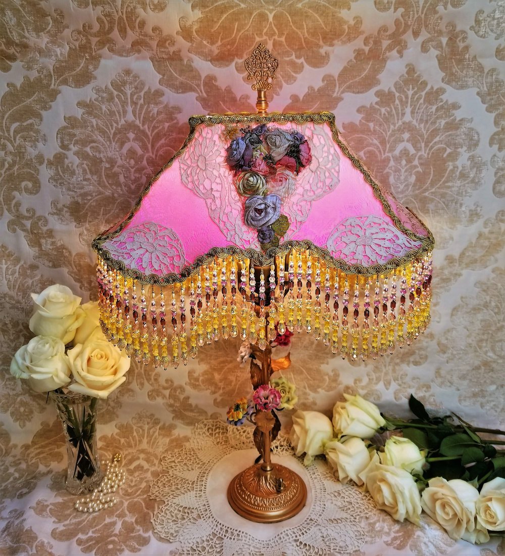 Elegance Lamps Victorian Lampshade Summer Flowers