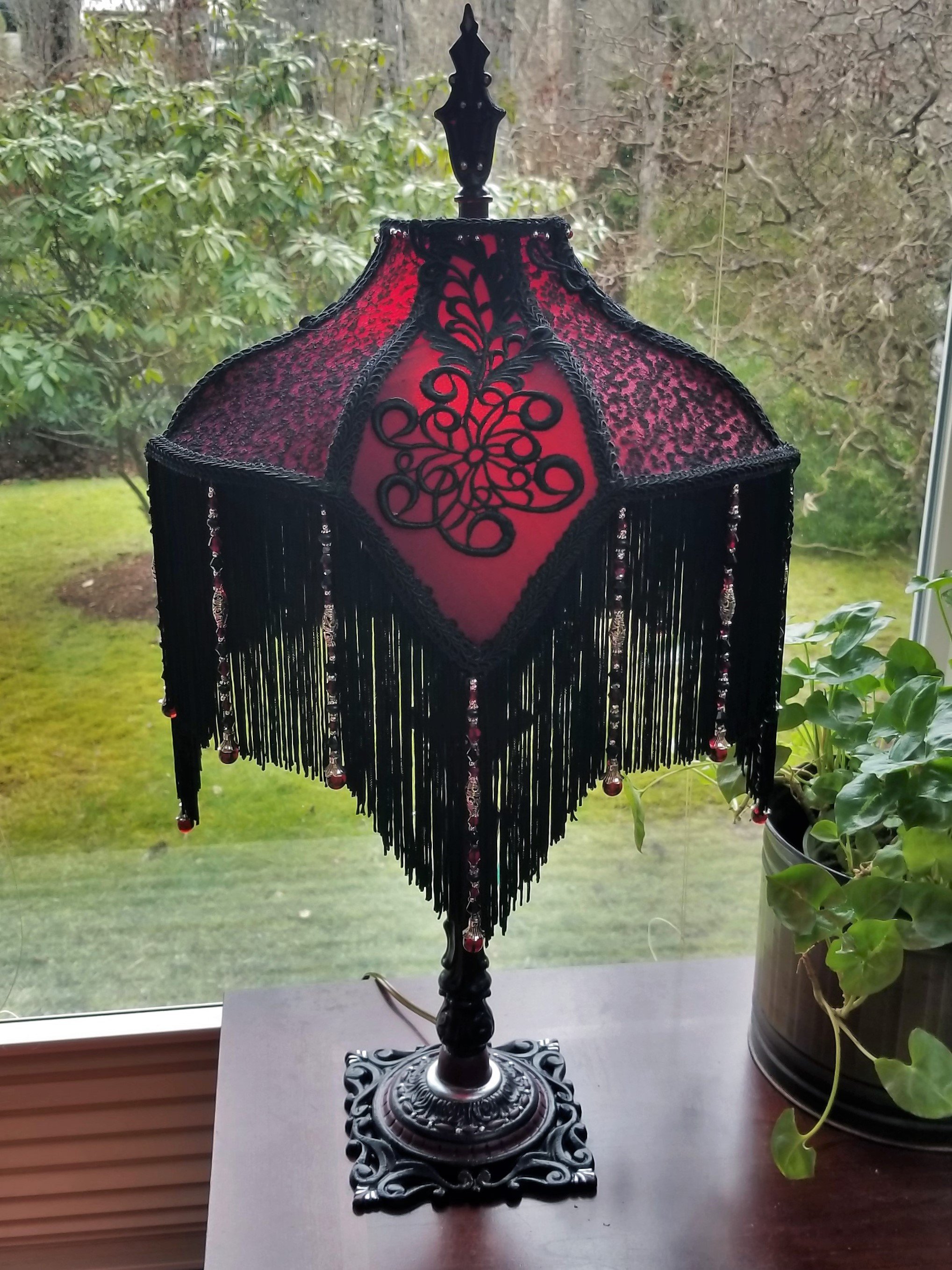 Antique Lamp & Gothic Victorian Lampshade