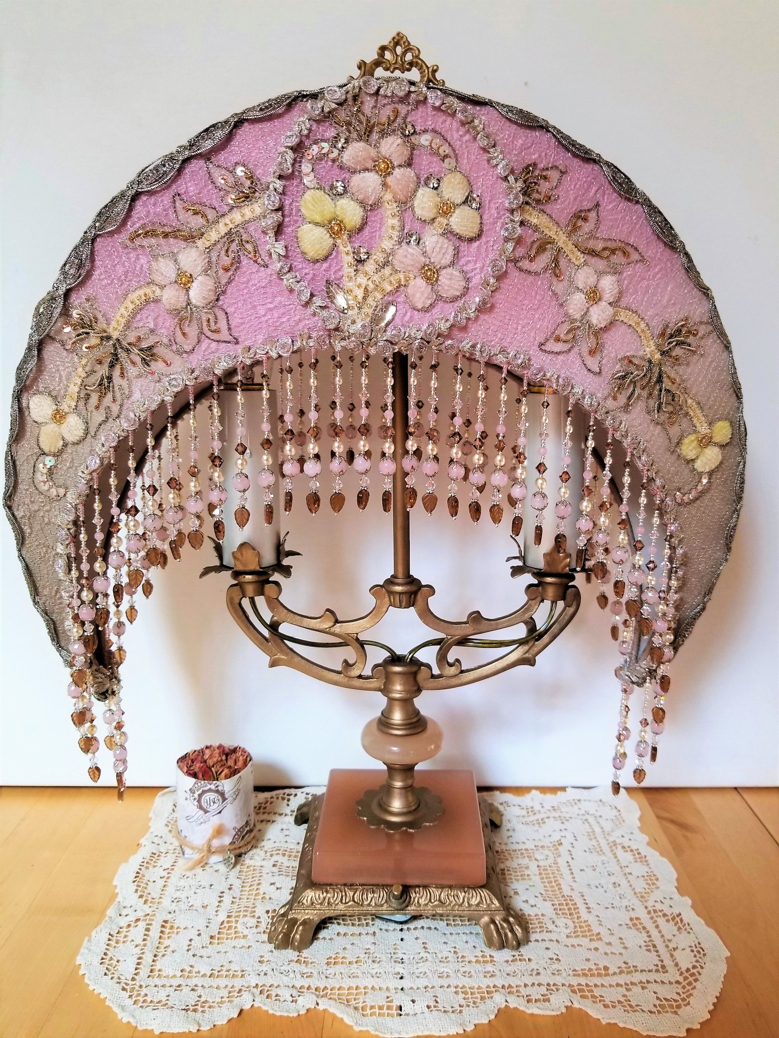 Antique Lamp and Victorian Lampshade by Elegance Lamps