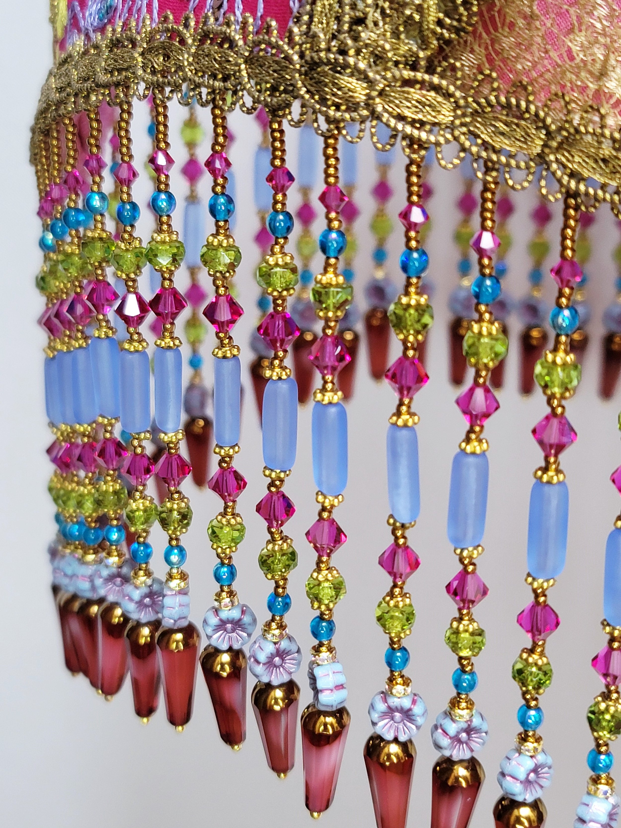 Handstrung Beads Victorian Lampshade