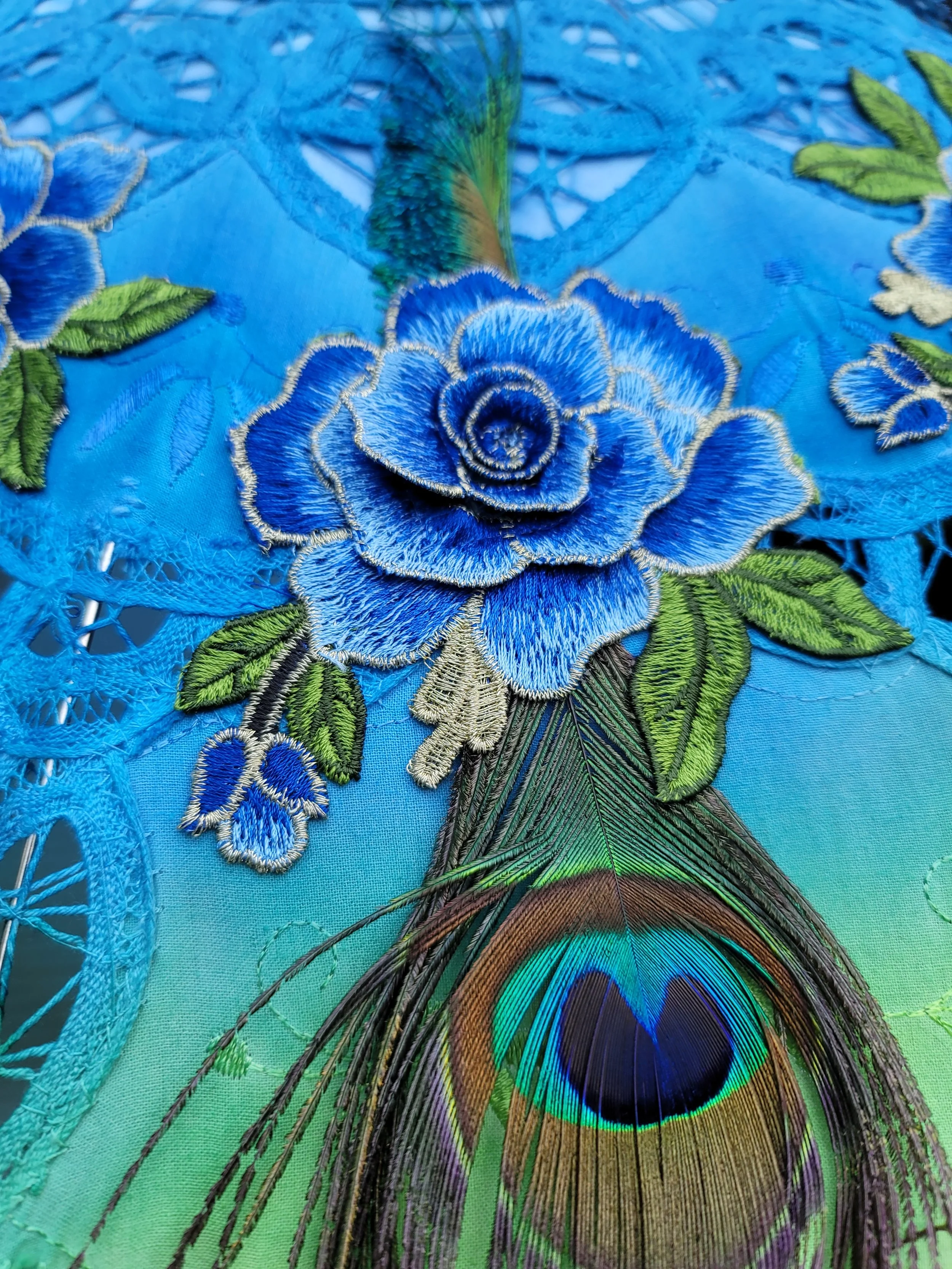 blue flowers parasol