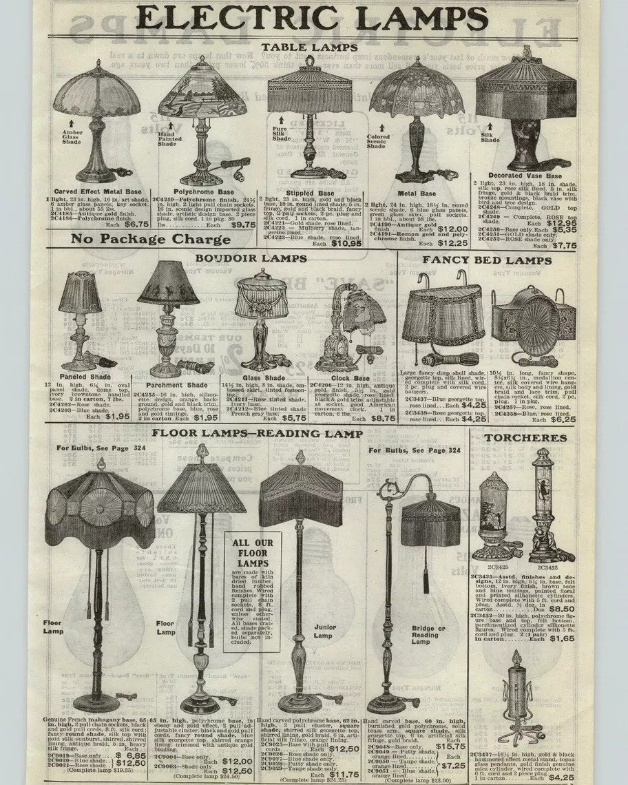 I'm taking inspiration from the past in the creation of my Victorian lampshades! This is an original page from an early century catalog freaturing lamps with Victorian lampshades. 
.
.
#lampshades #lamp #victorianlampshades #history #homedecor #lamps
