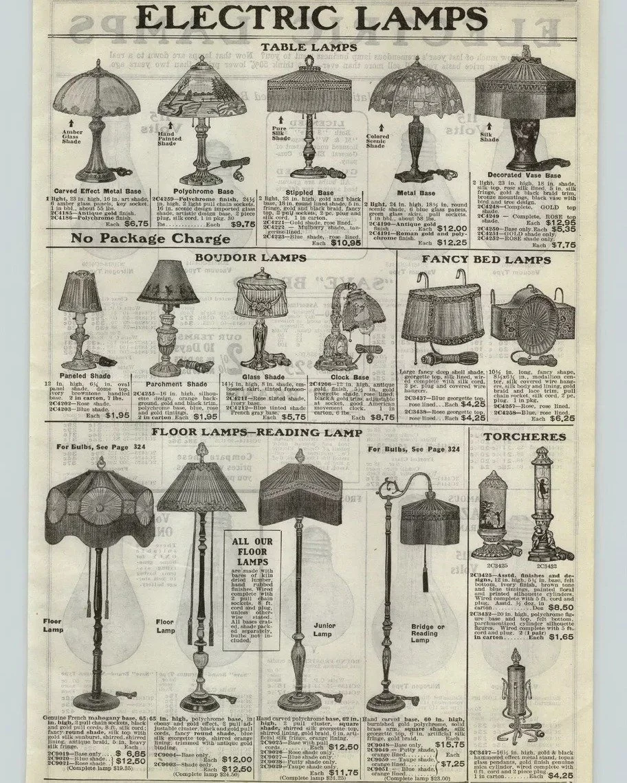 I'm taking inspiration from the past in the creation of my Victorian lampshades! This is an original page from an early century catalog freaturing lamps with Victorian lampshades. 
.
.
#lampshades #lamp #victorianlampshades #history #homedecor #lamps