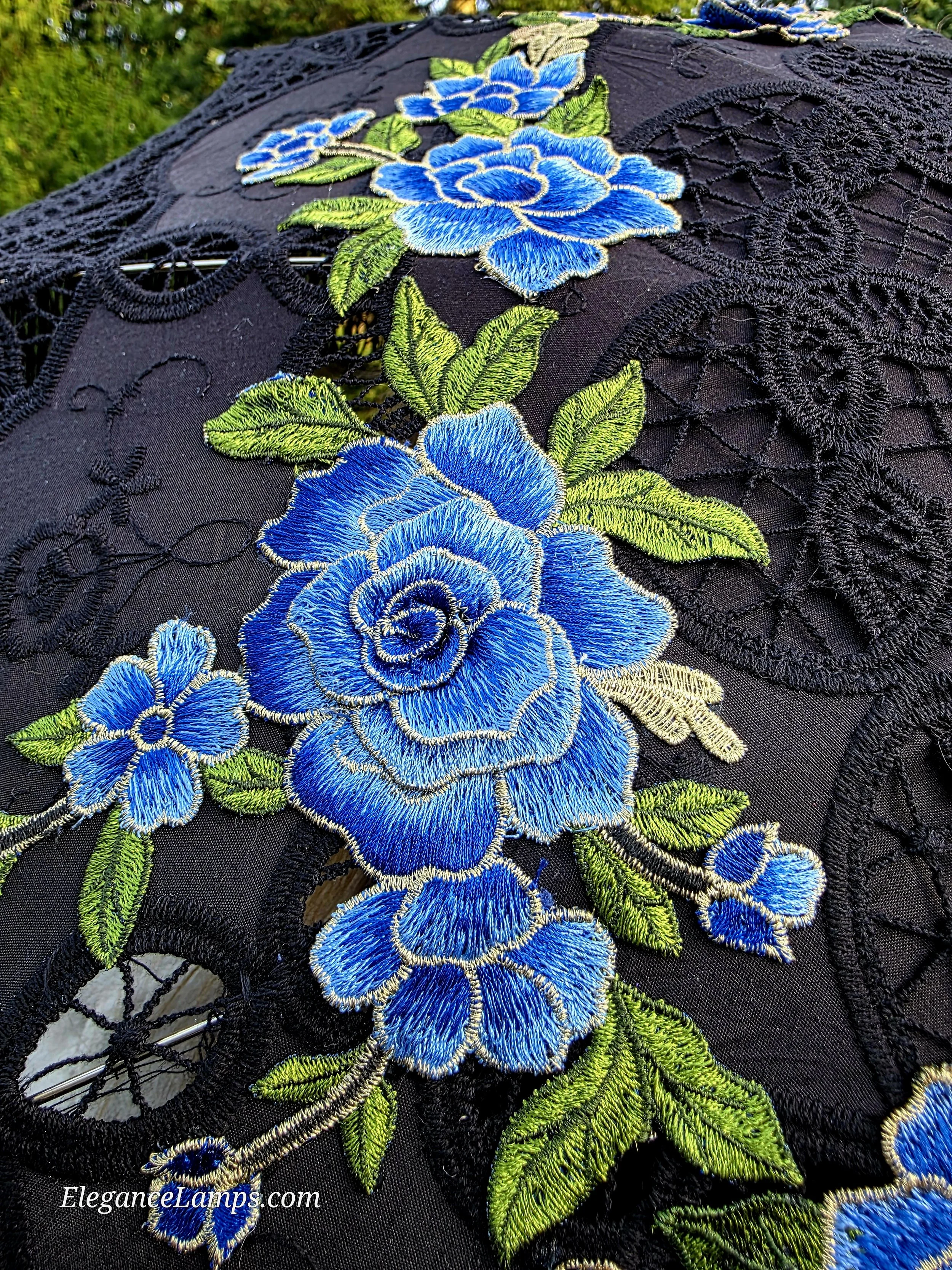 floral parasol black