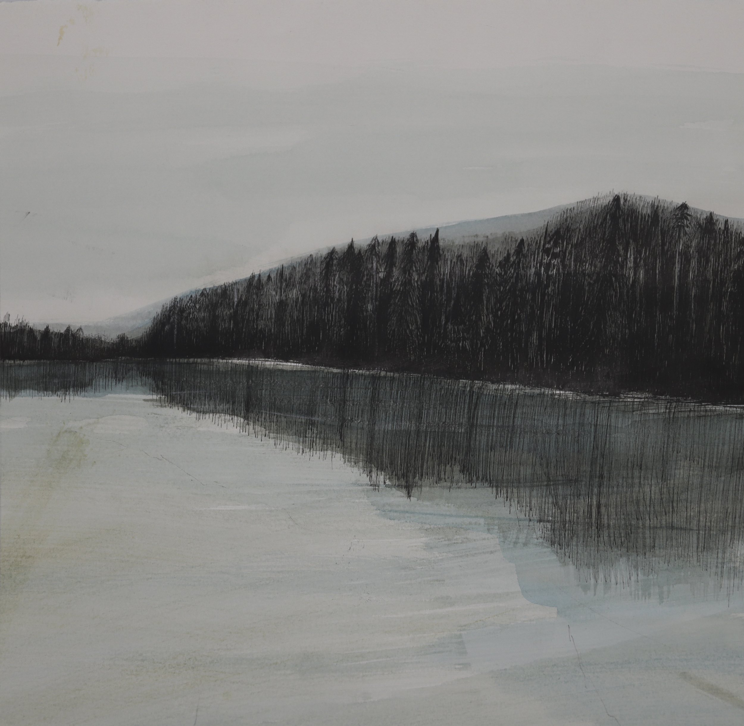 A-Douglas_Lakeside Reflection_wc_gouache_on_paper_2019_23.5x23.5cm.jpg