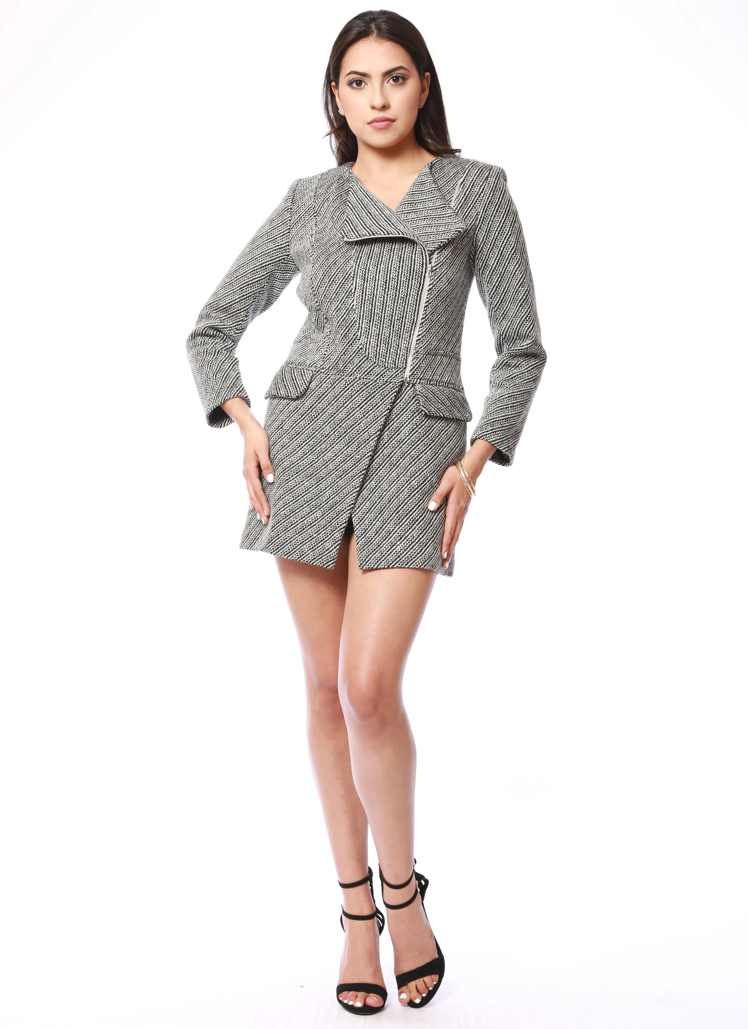 Karmela's Winter Dress Coat in Stripes