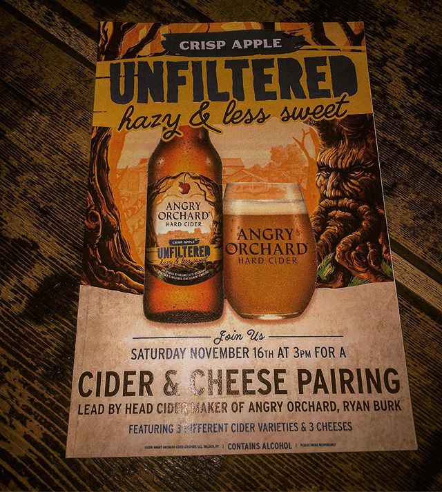 This Saturday at 3pm please join us for some cider and cheese hosted by our friends @angryorchard .
#howdoyoulikethemapples #socheesy #cider #cheese #saturday #saturdaydaydrinking