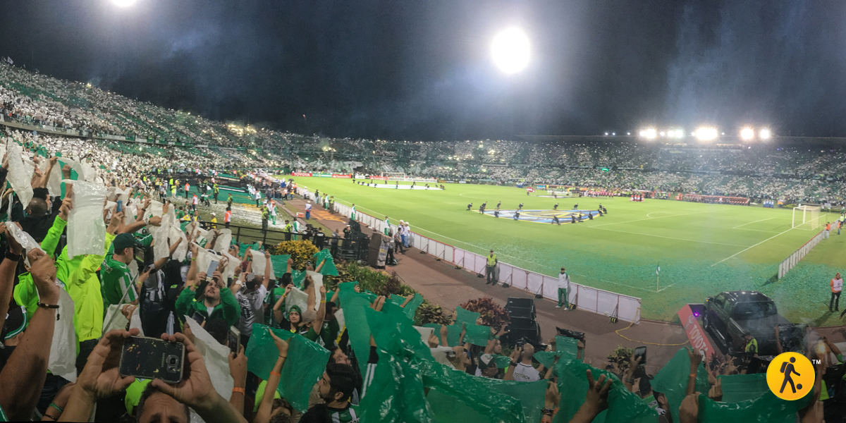 The mosaic started forming while the teams jumped onto the pitch.