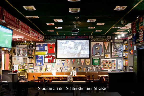 STADION AN DER SCHLEIBEIMERSTRABE | +49 89 529736 Stadion is a great place to watch any match. They have rows of seating with original Munich stadium seats in front of a large HD projector screen for prime viewing. Address: Schleißheimer Straße 82, 80797