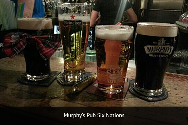 MURPHY'S PUB SIX NATIONS | +39 011 887255 Murphy’s is a typical pub in terms of its food and drink choices, but it is far from typical in its football fandom. The pub is always packed for any Juventus or Torino matches, as well as other European and international matches. Address: Corso Vittorio Emanuele II, 28, 10123