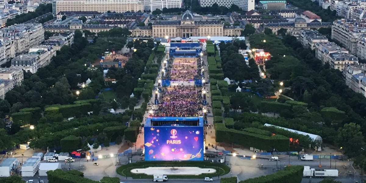 Awesome view of the Paris fan fest from the Eiffel Tower.