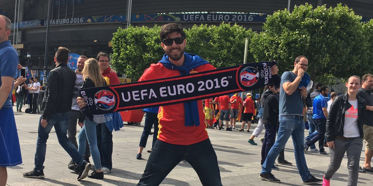 Jorge is excited showing another scarf for his collection.