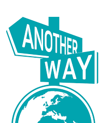 another way sign on top of a globe