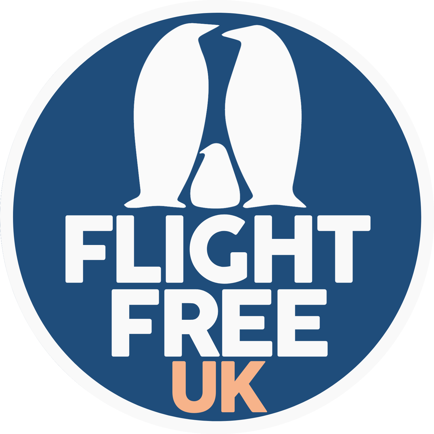 3 white penguins on a blue background