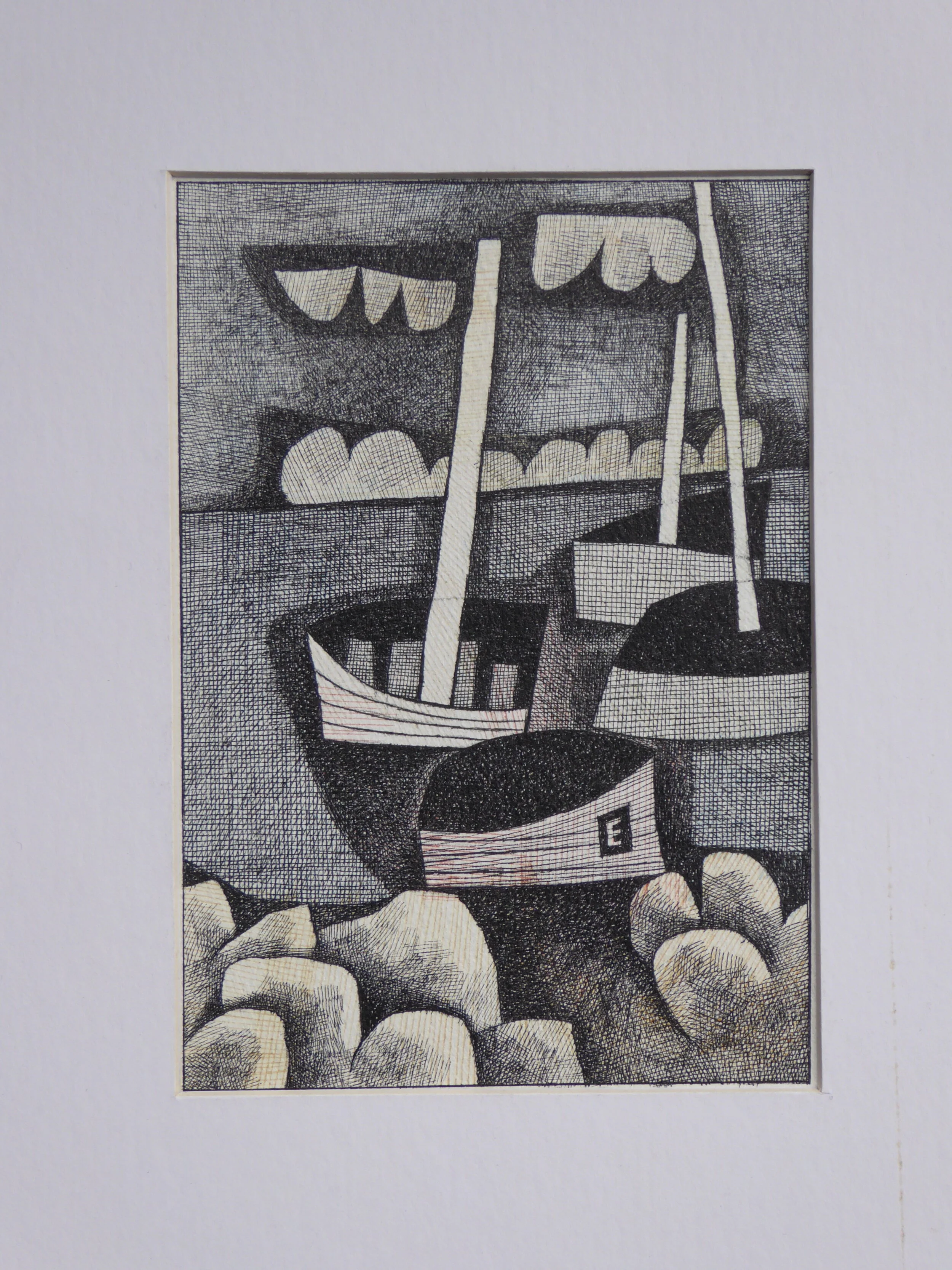 By  the Rocky Shore  SOLD 15cm x 10.5cm Coloured Ink on Pape