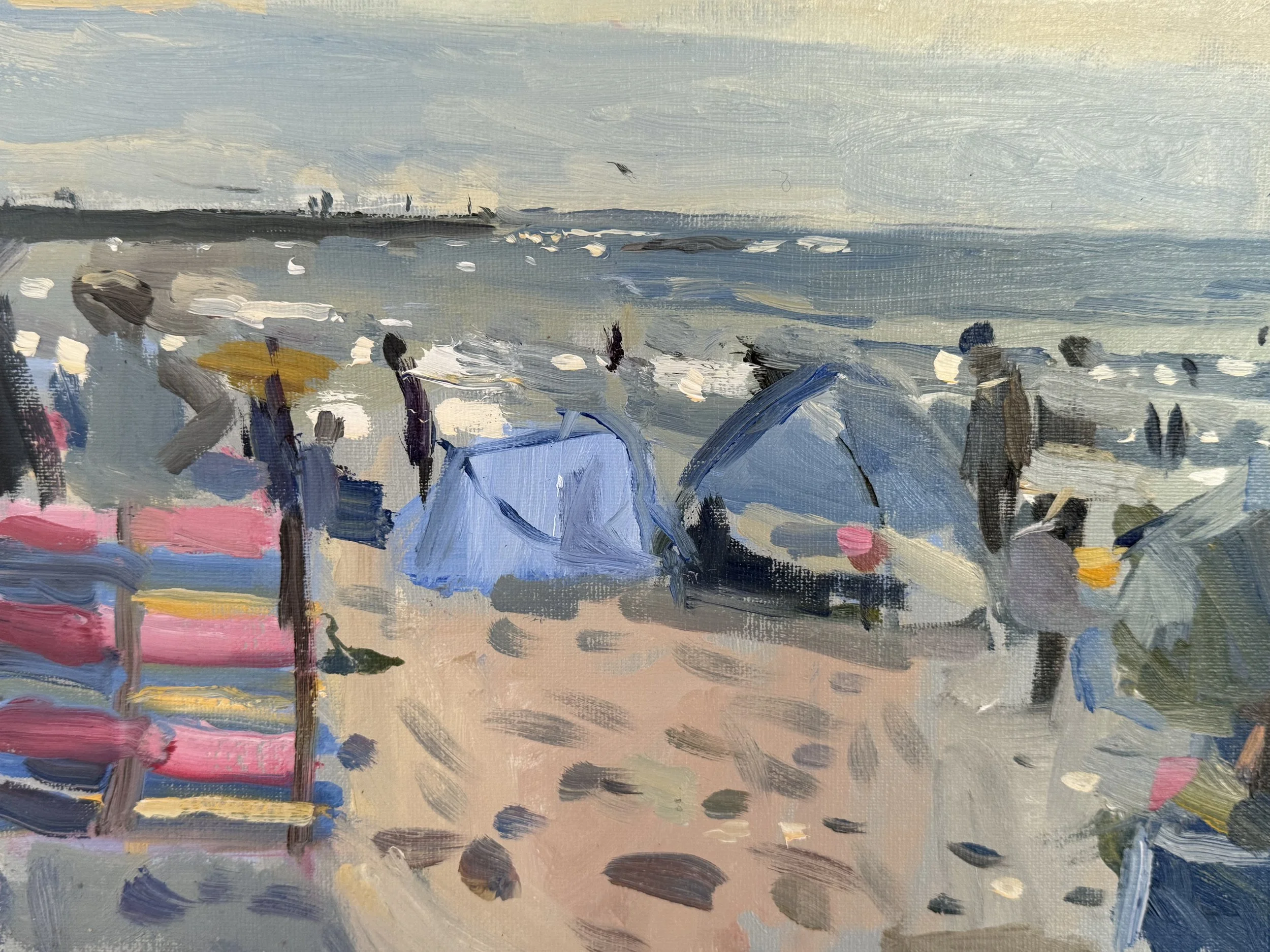 Beach Tents Longrock Oil on Board £975