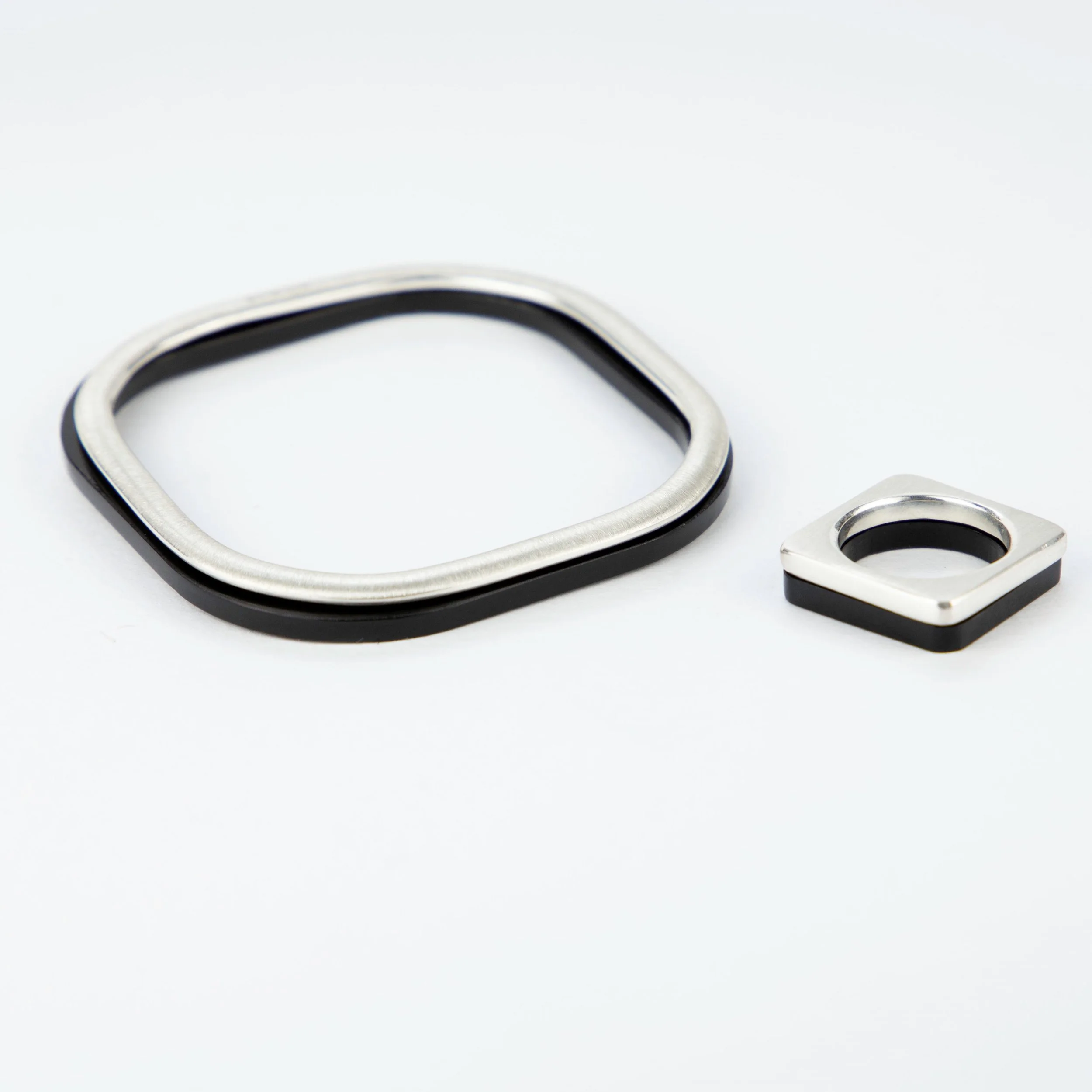 4.Square silver ring and bangle with black perspex.jpg