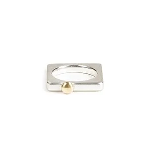 8.Square silver ring with gold ball.jpg