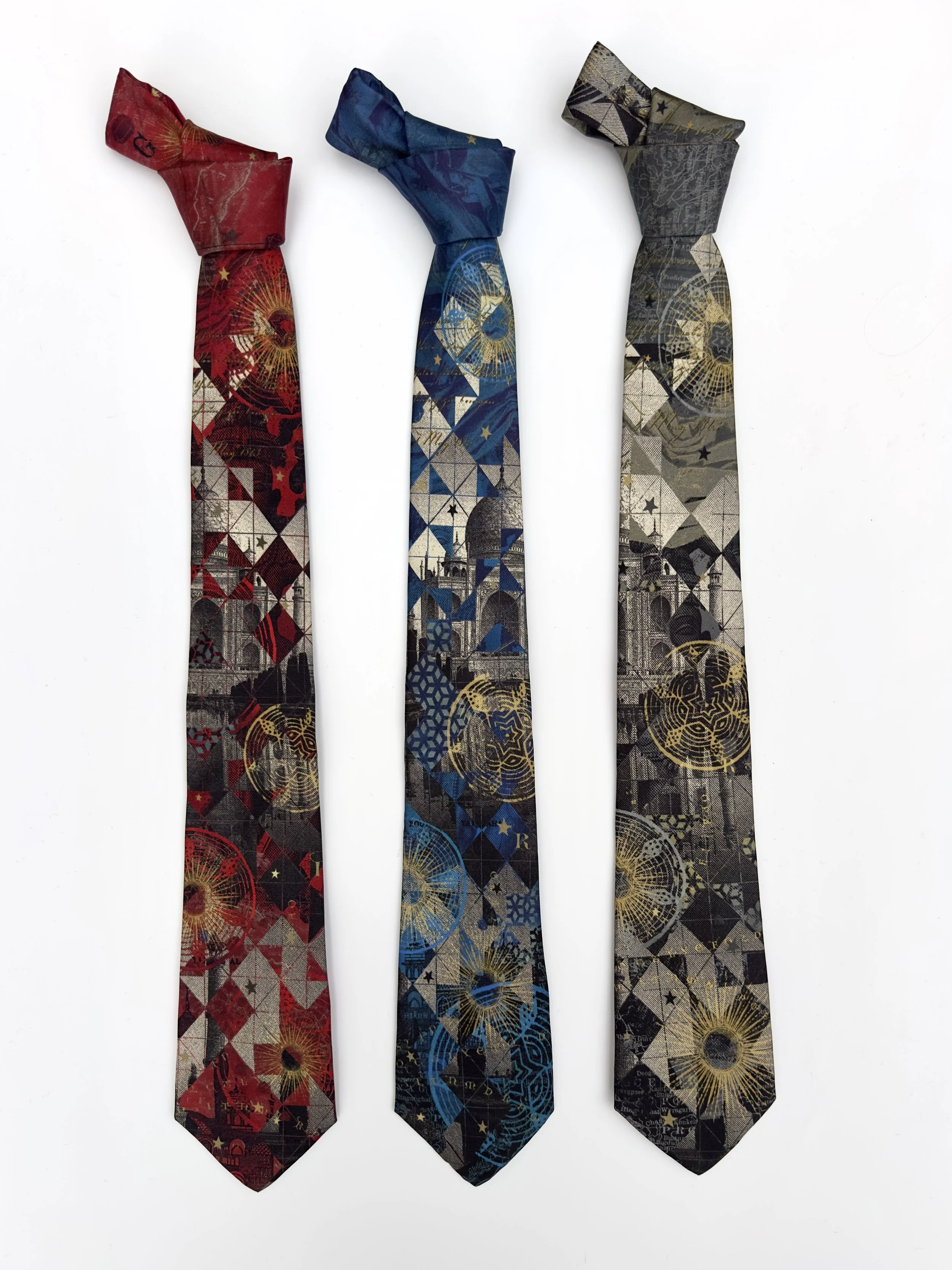 Tie colour Ruby, Lapis, Silver and Gold silk twill Bottle 22.10.25.jpeg