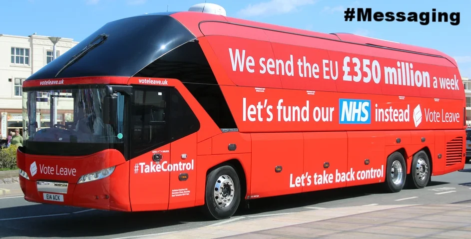 Vote Leave Battle Bus. Note that the UK does not "send" £350m a week to the EU, the true figure once accounting for the UK's rebate/refund (which is deducted before any money is "sent") is closer to £245m a week. After also accounting for overseas aid routed via the EU, it is £175m a week. And finally, after money is sent back to the UK for various EU programs, it is around £115m-£123m a week. Whilst much smaller, these figures are still similar in size to all UK government 'austerity' cuts combined between 2010-2015 under the Coalition Conservative/Lib Dem government (£132m a week on average)