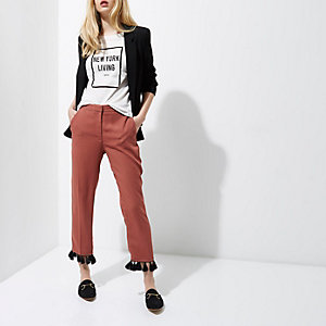Copper tassel hem cropped trousers €55
