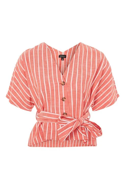 Striped short sleeve kimono top