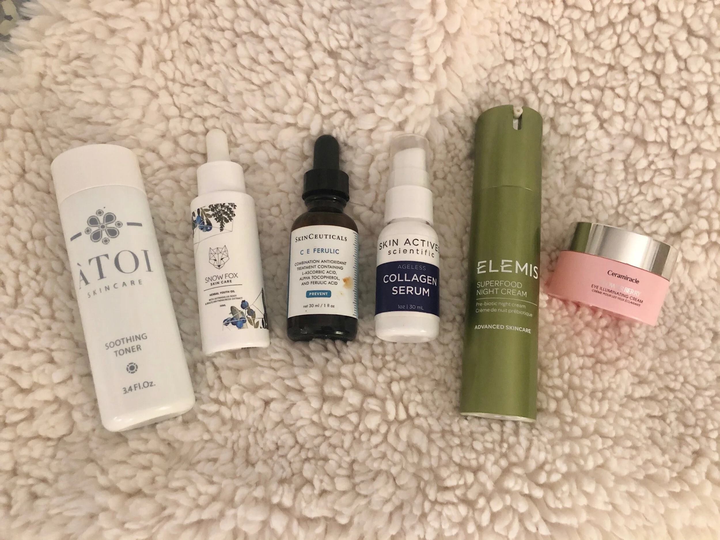 My current nighttime routine includes these products. I change them up often, so choose ones that you love.
