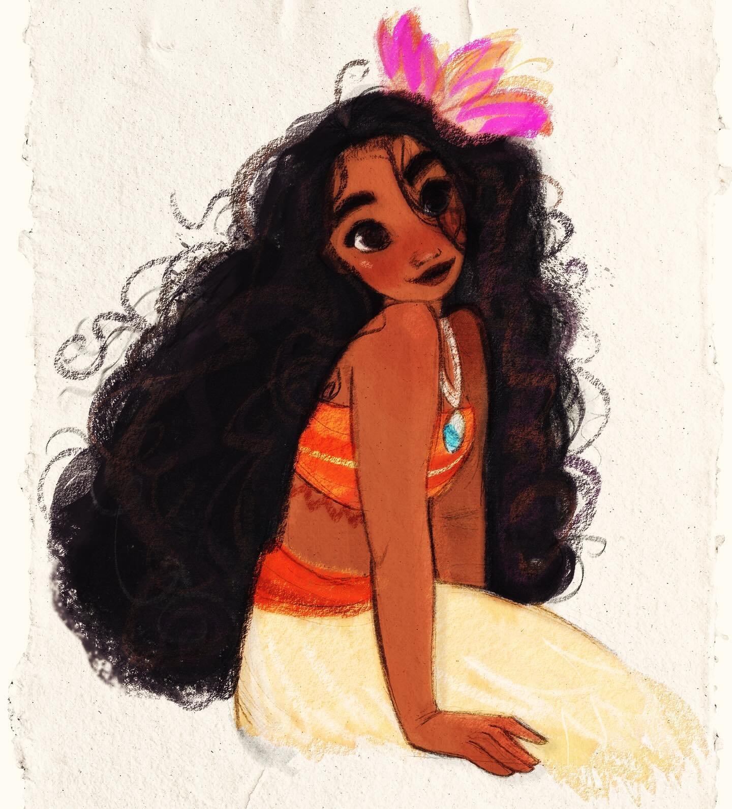 My favorite girl Moana for today! 🌺 

I retouched a forgotten sketch from all the way back to 2016 🌊

Can&rsquo;t wait to see what will happen in the new movie! 

Happy Wednesday! 🐚🌸
.
.
.
.
.
.
.
.
.
.
#moana #disneygirls #moanadisney #character