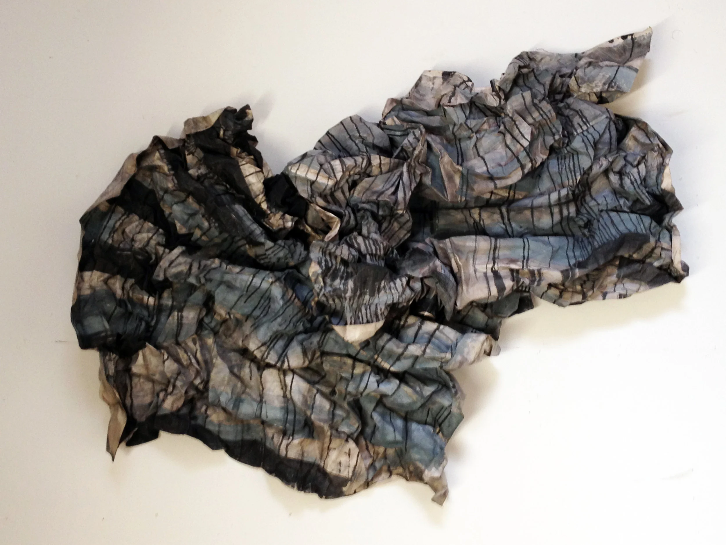 Bustle; acrylic gesso ink and dye on tyvek
