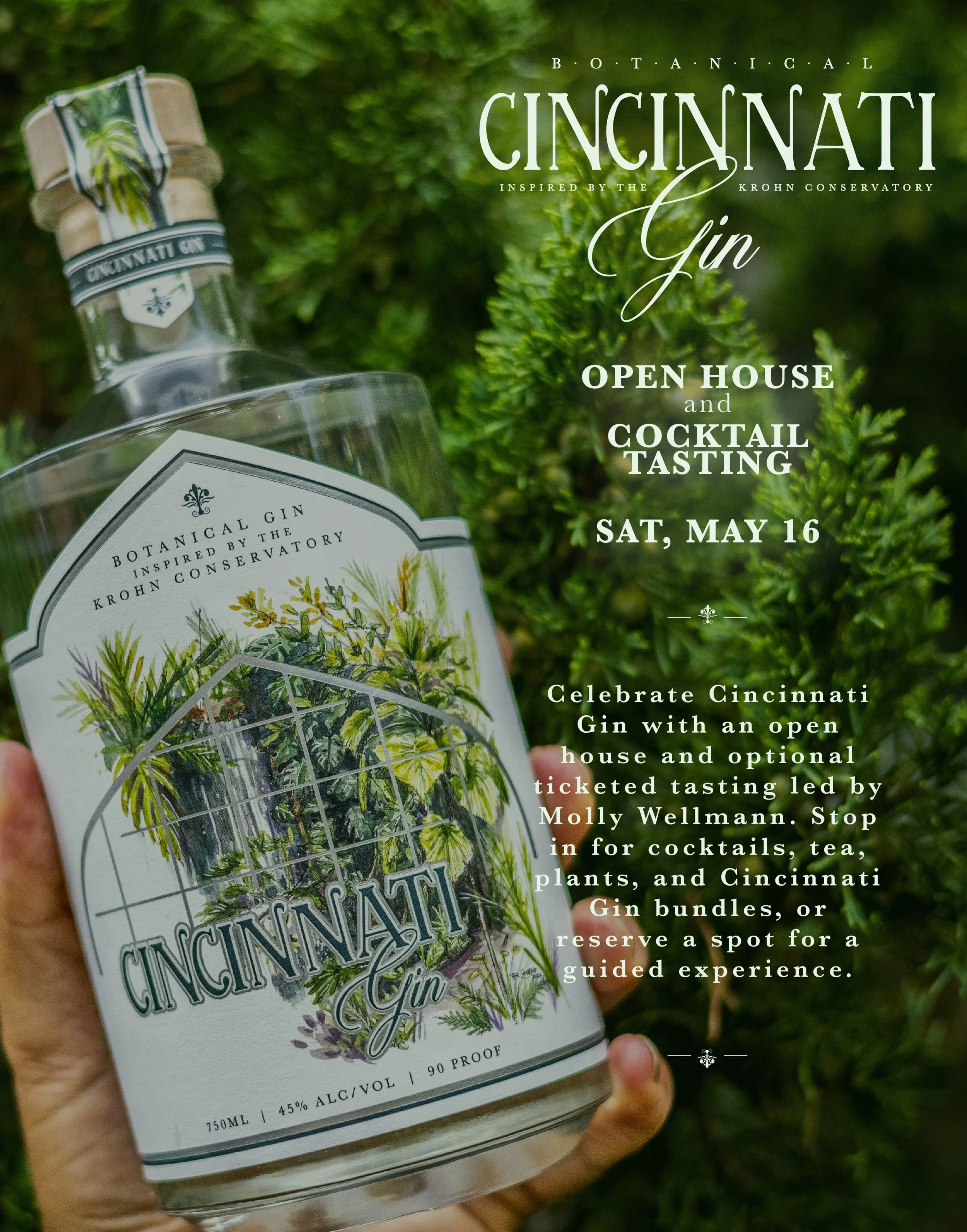 Join us May 16 as we celebrate Cincinnati Gin with two ways to experience it!

Starting at 4 PM, the taproom is open to all for a full open house. Stop in for cocktails, tea, plants, and Cincinnati Gin bundles.

Looking for something more hands-on? W