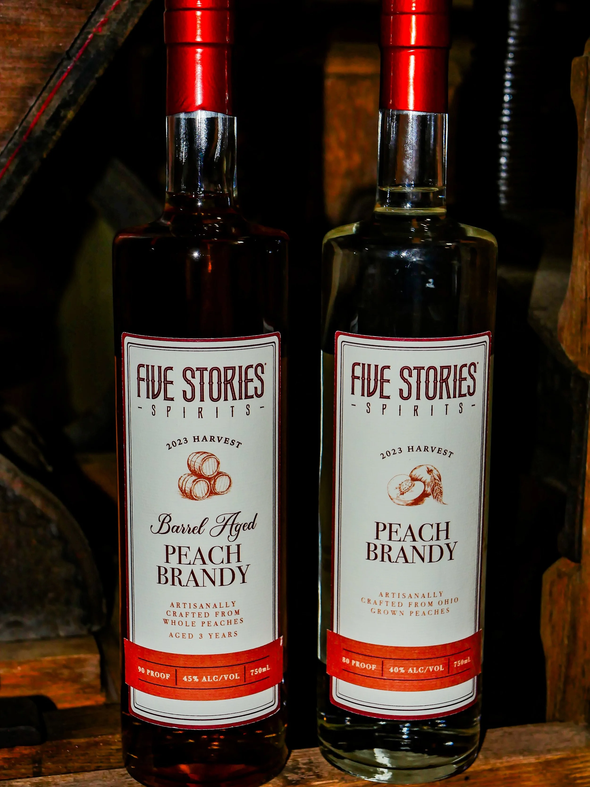 Using our antique 1894 fruit press, we mash and distill real fruit into something increasingly hard to find: true peach brandy. Rooted in pre-Prohibition tradition and made in small batches, these spirits capture the bright, floral character of fresh