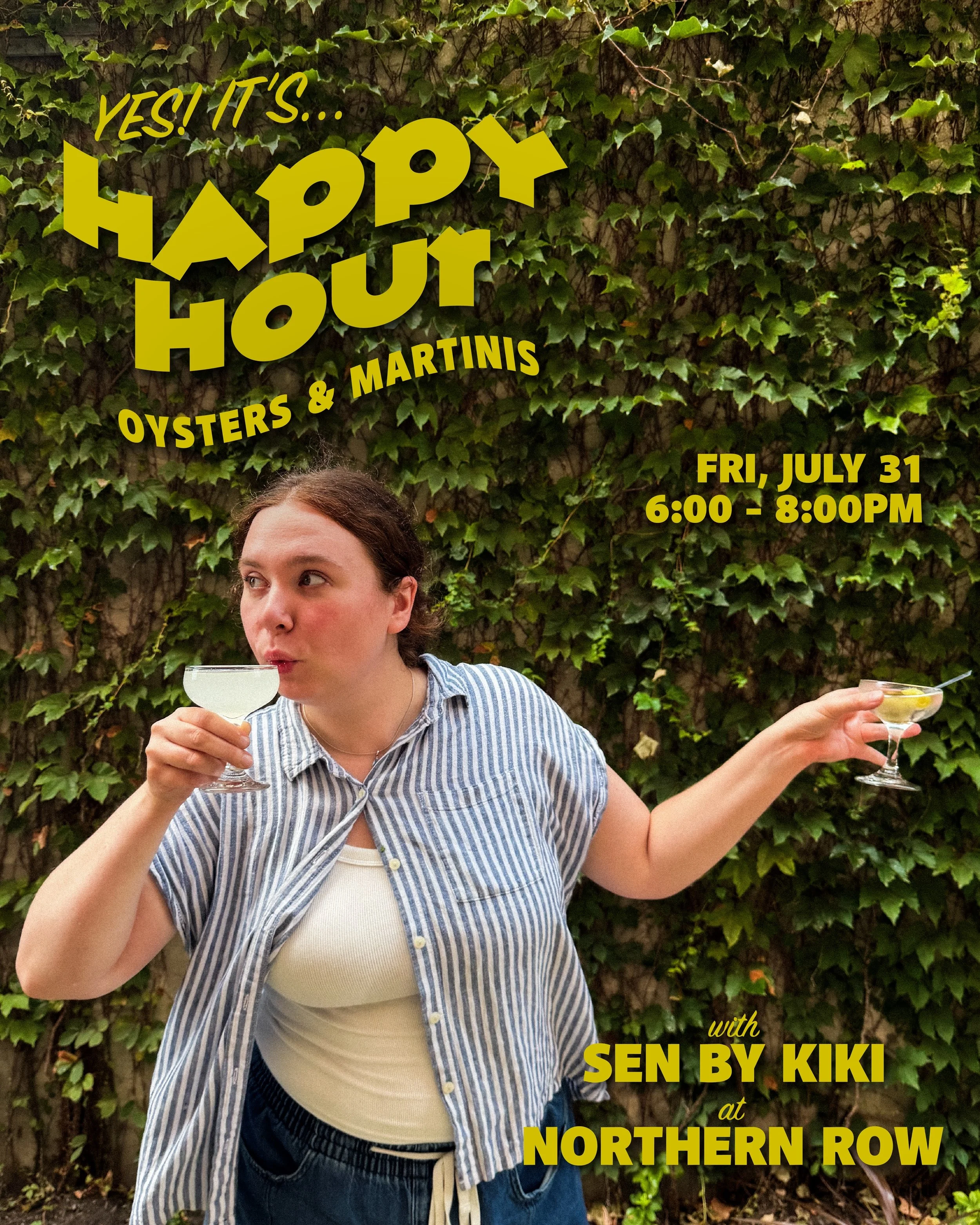 Oyster Happy Hour is back with oysters from @sen_by_kiki and handcrafted martinis from our bar!! 

(&amp; It&rsquo;s Julia&rsquo;s last day behind the bar, so stop by and wish her well!)

Friday, July 31 
6 to 8 p.m.

Can&rsquo;t make it tonight? Mar