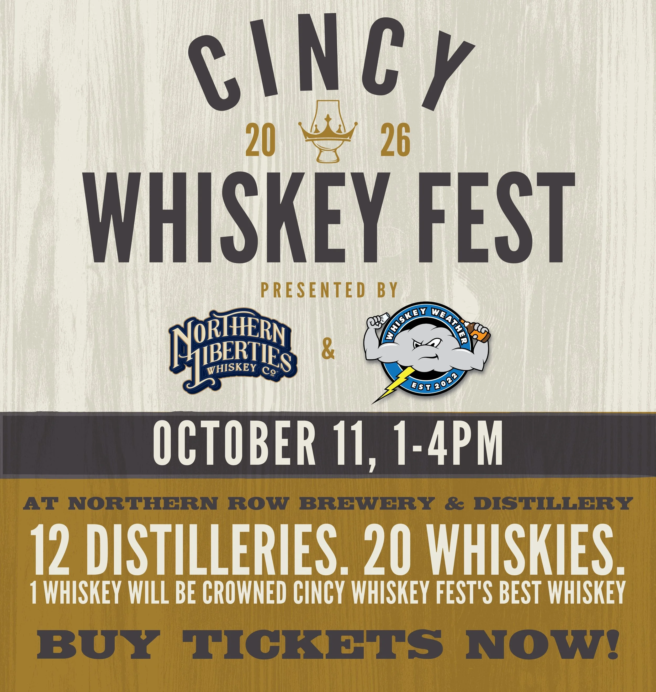 BUY TICKETS NOW FOR CINCY WHISKEY FEST! 

Cincy Whiskey Fest | Sunday, Oct. 11. 

Cincy Whiskey Fest brings together 12 distilleries and over 20 whiskeys for a one-of-a-kind tasting experience presented by Northern Liberties Whiskey Co. and Whiskey W