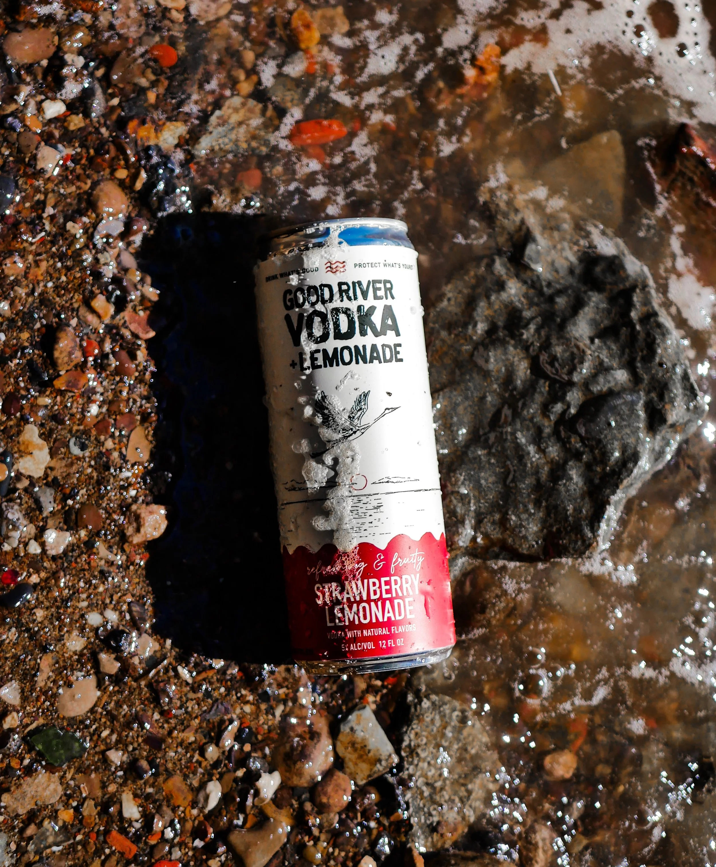 Say hello to Good River Vodka Strawberry Lemonade. A little strawberry, a little lemonade, and a refreshing &amp; fruity new addition to the lineup of Good River Vodka canned cocktails. Available now in the taproom.