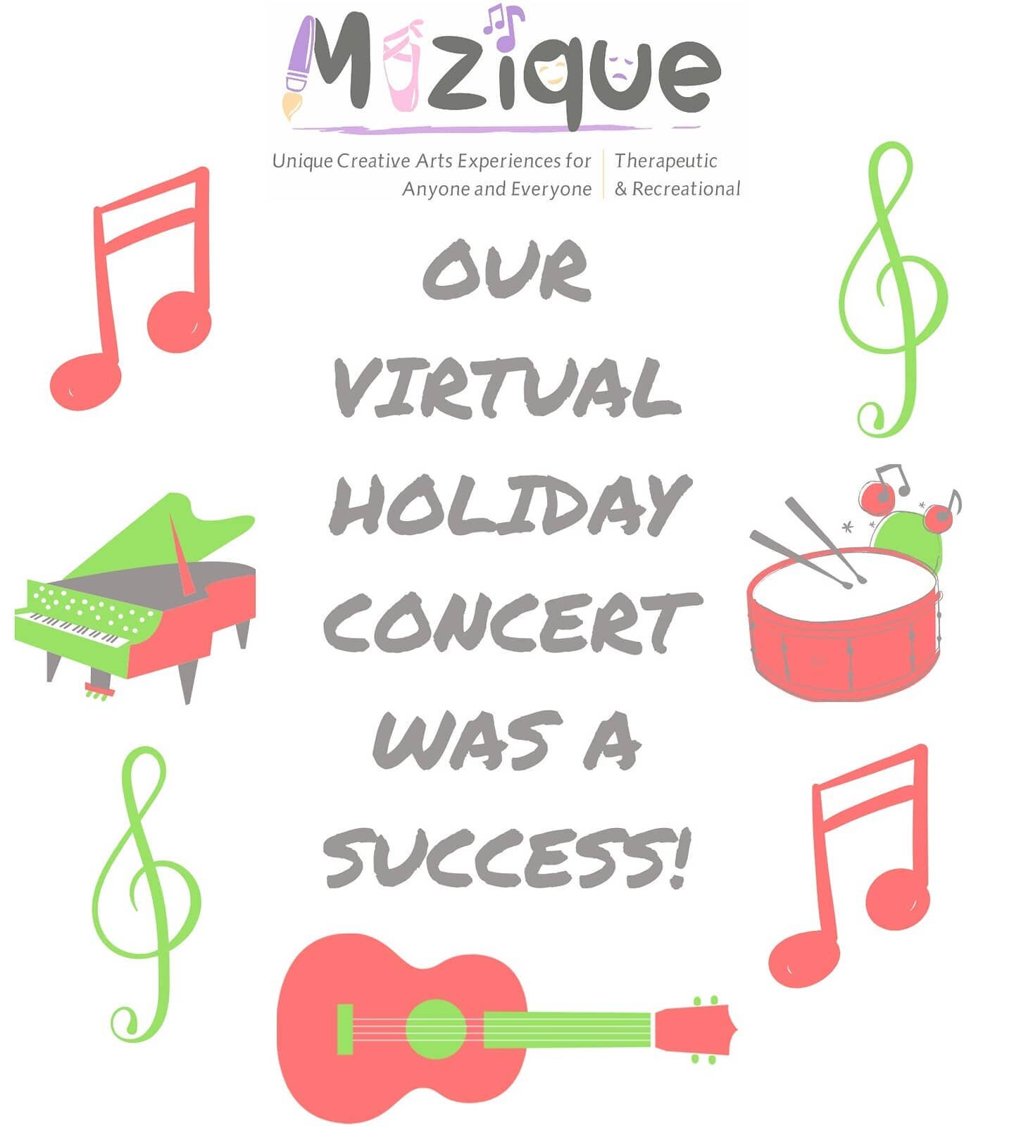 Our holiday concert went great! Great job to all of our performers and thanks to all who commented and watched to support their hard work! #muziquearts #musiclessons #virtualmusiclessons #virtualrecital #musictherapy