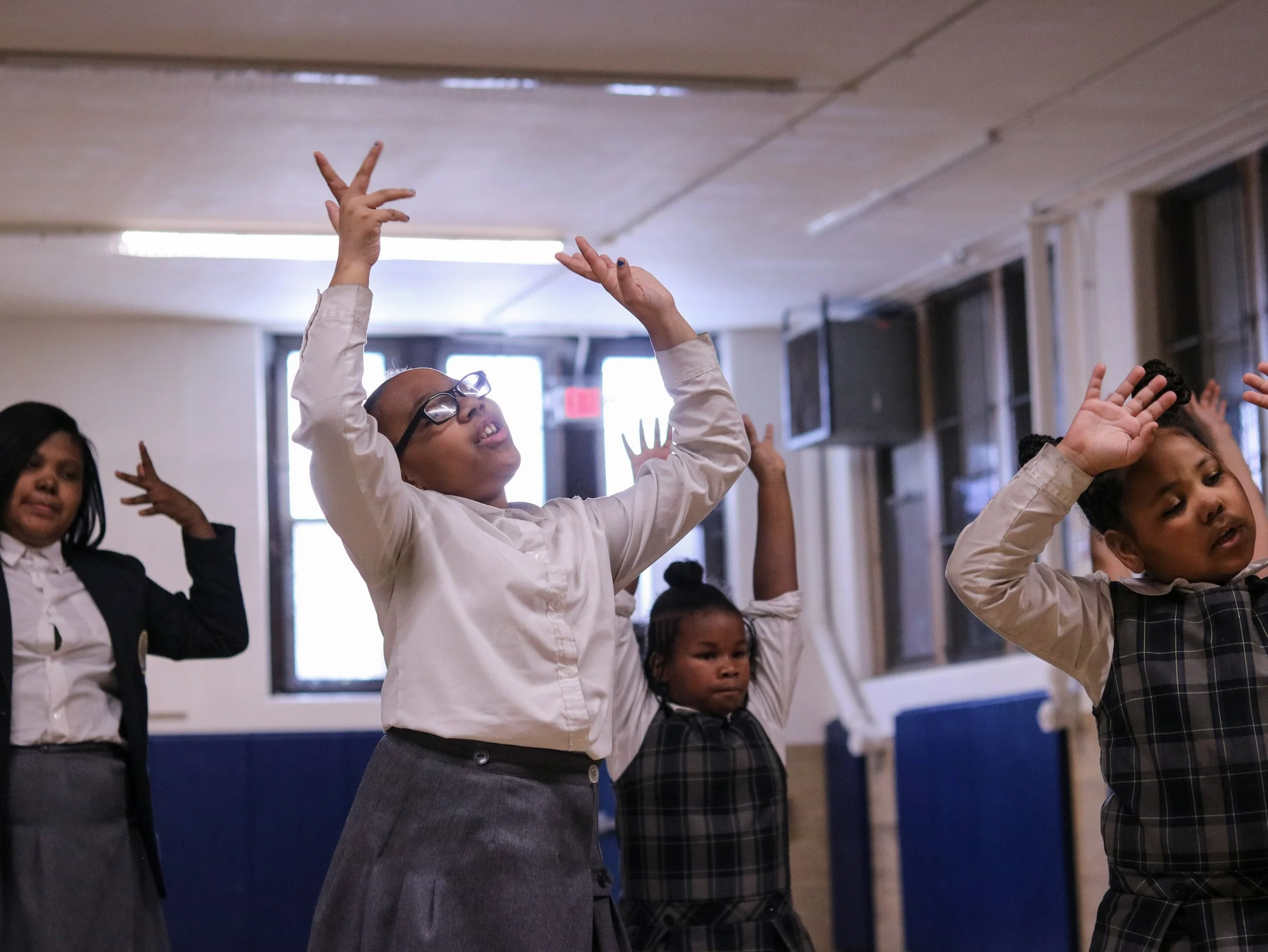  Students in North Philadelphia practice during an after school Zumba class held by Philly Girls in Motion. (For WHYY) 