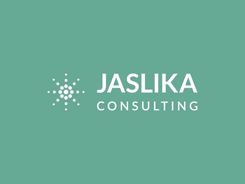 Modus Design Lab Case Study (work) – Jaslika Consulting full logo, white, vertical.